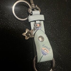 Coach Light Blue Floral Keychain
